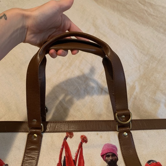 India photography tote bag with brown leather accents - Picture 16 of 16